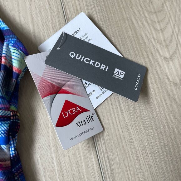 ATHLETA womens/jrs blue multicolor swim Redondo Cross Strap‎ Tankini size XS NWT - Picture 7 of 8